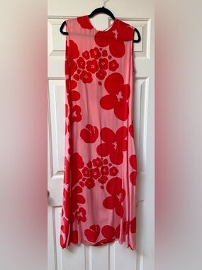 Marimekko coral and red maxi sleeveless dress, size M, NWOT